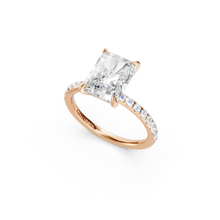 #R67161 - Radiant Solitaire Engagement Ring With French Pave Band
