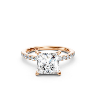 #R67165 - Princess Solitaire Engagement Ring With French Pave Band