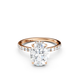 #R67171 - Oval Hidden Halo Engagement Ring With French Pave Band