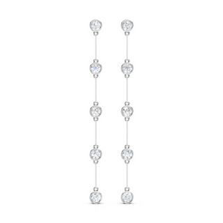 #E67179 - Long Bezel Drop Earrings