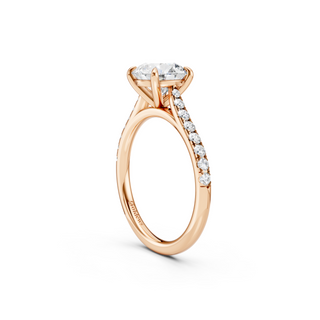 #R67210 - Round Solitaire Shoulder Engagement Ring With French Pave Band