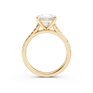 #R67212 - Princess Solitaire Shoulder Engagement Ring With French Pave Band