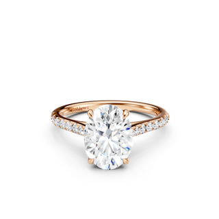 #R67211 - Oval Solitaire Shoulder Engagement Ring With French Pave Band