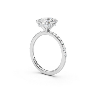 #R67171 - Oval Hidden Halo Engagement Ring With French Pave Band