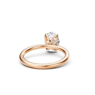 #R67142 - Oval Petal Engagement Ring With French Pave Band