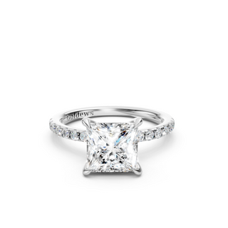 #R67165 - Princess Solitaire Engagement Ring With French Pave Band