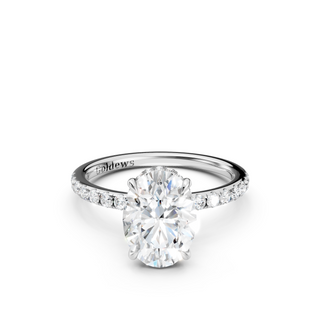 #R67171 - Oval Hidden Halo Engagement Ring With French Pave Band