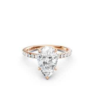 Pear Solitaire Engagement Ring With French Pave Band