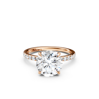 #R67157 - Round Solitaire Engagement Ring With French Pave Band