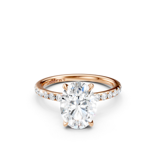 #R67169 - Oval Solitaire Engagement Ring With French Pave Band