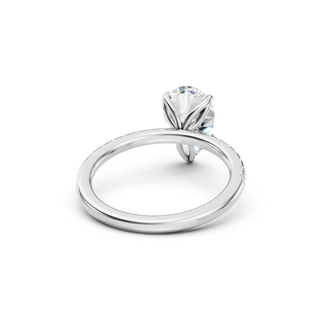Pear Petal Engagement Ring With French Pave Band
