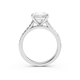 #R67212 - Princess Solitaire Shoulder Engagement Ring With French Pave Band