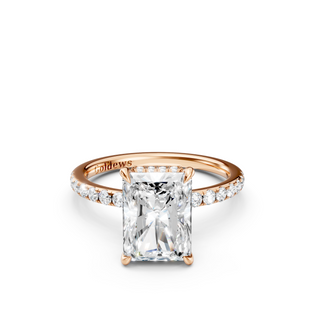 #R67163 - Radiant Hidden Halo Engagement Ring With French Pave Band