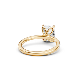 #R67141 - Radiant Petal Engagement Ring With French Pave Band