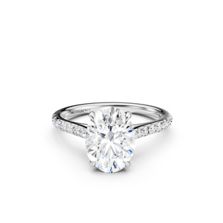 #R67211 - Oval Solitaire Shoulder Engagement Ring With French Pave Band