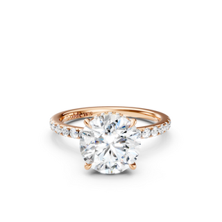 #R67159 - Round Hidden Halo Engagement Ring With French Pave Band
