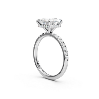 #R67167 - Princess Hidden Halo Engagement Ring With French Pave Band