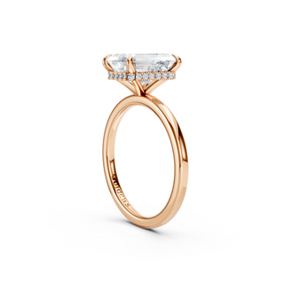 #R67176 - Emerald Hidden Halo Engagement Ring